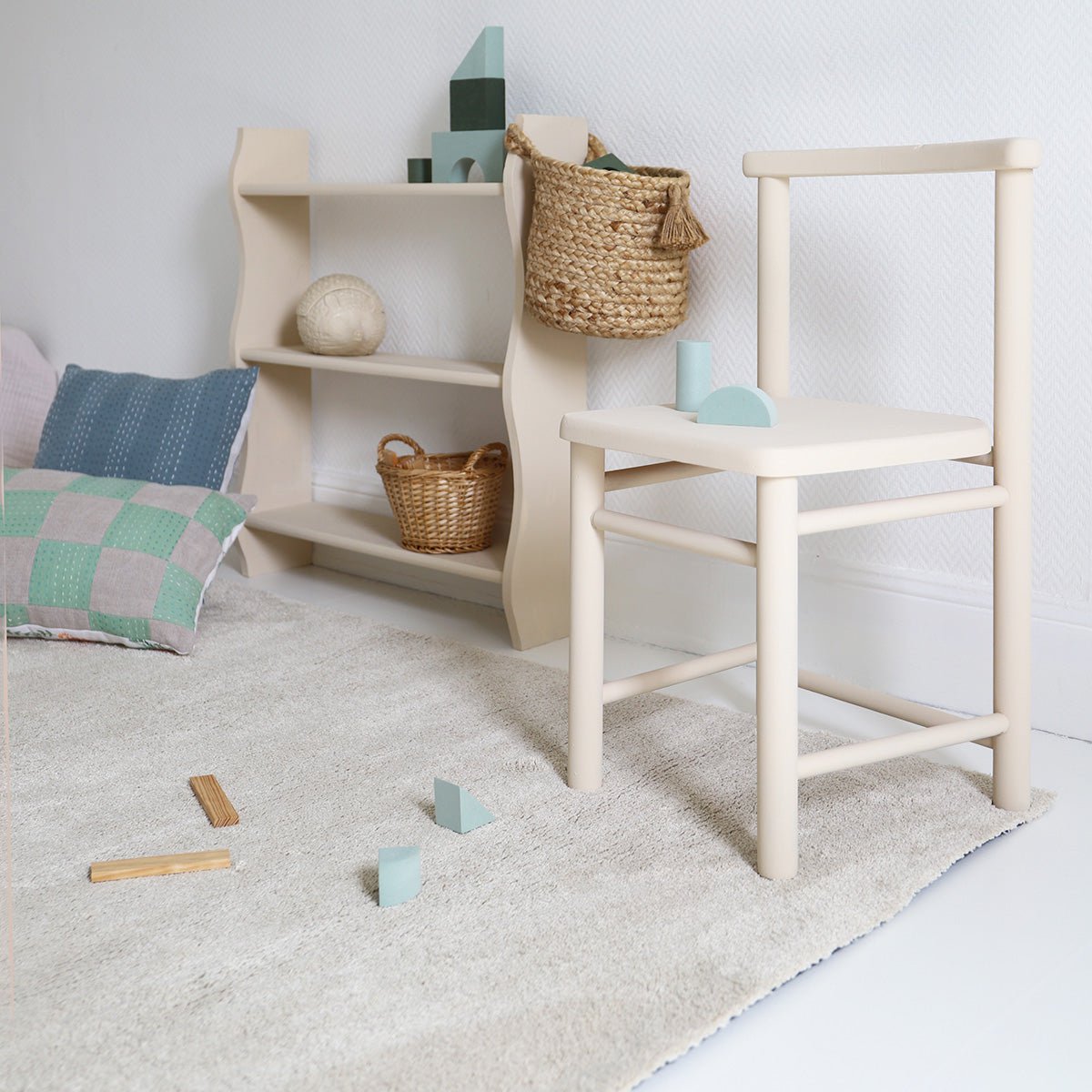 Vloerkleed 120x170 cm crème machinewasbaar