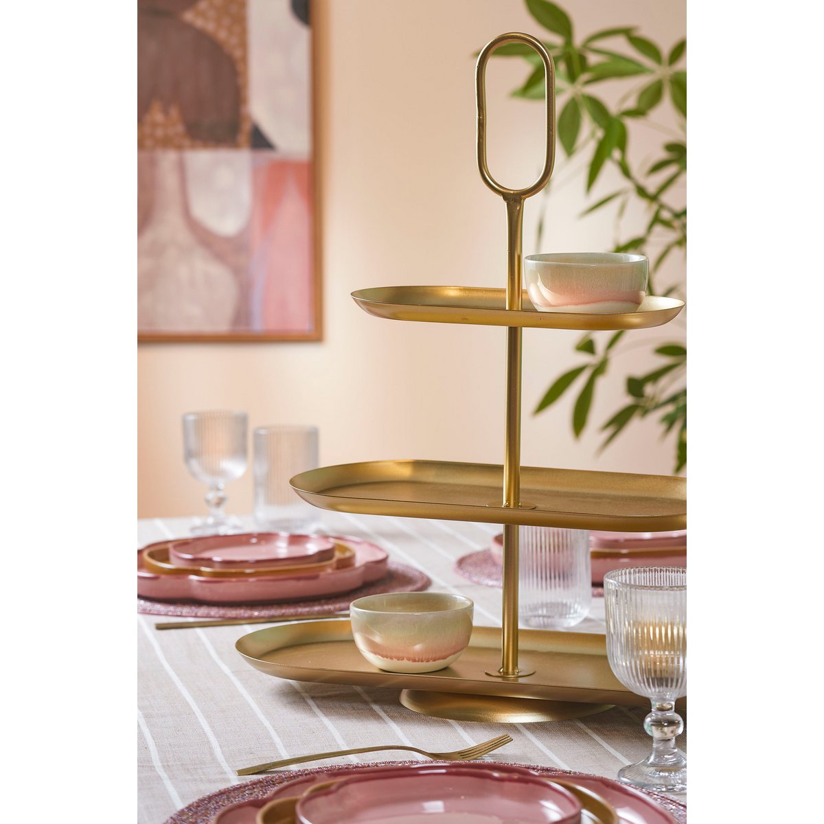 Etagere 3 laags 48x20x55 cm metaal goud