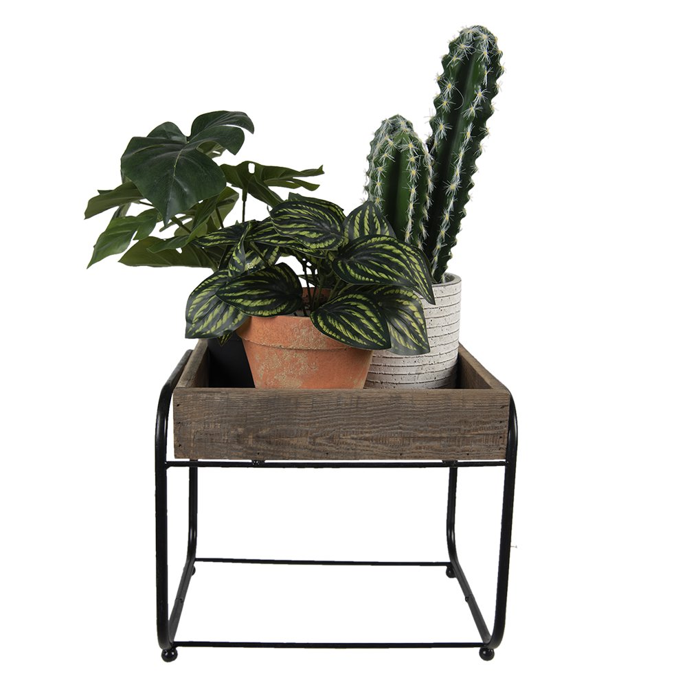 Plantenstandaard 32x26x27 cm bruin hout metaal