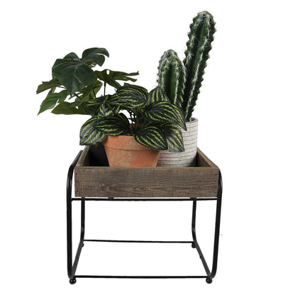 Plantenstandaard 32x26x27 cm bruin hout metaal