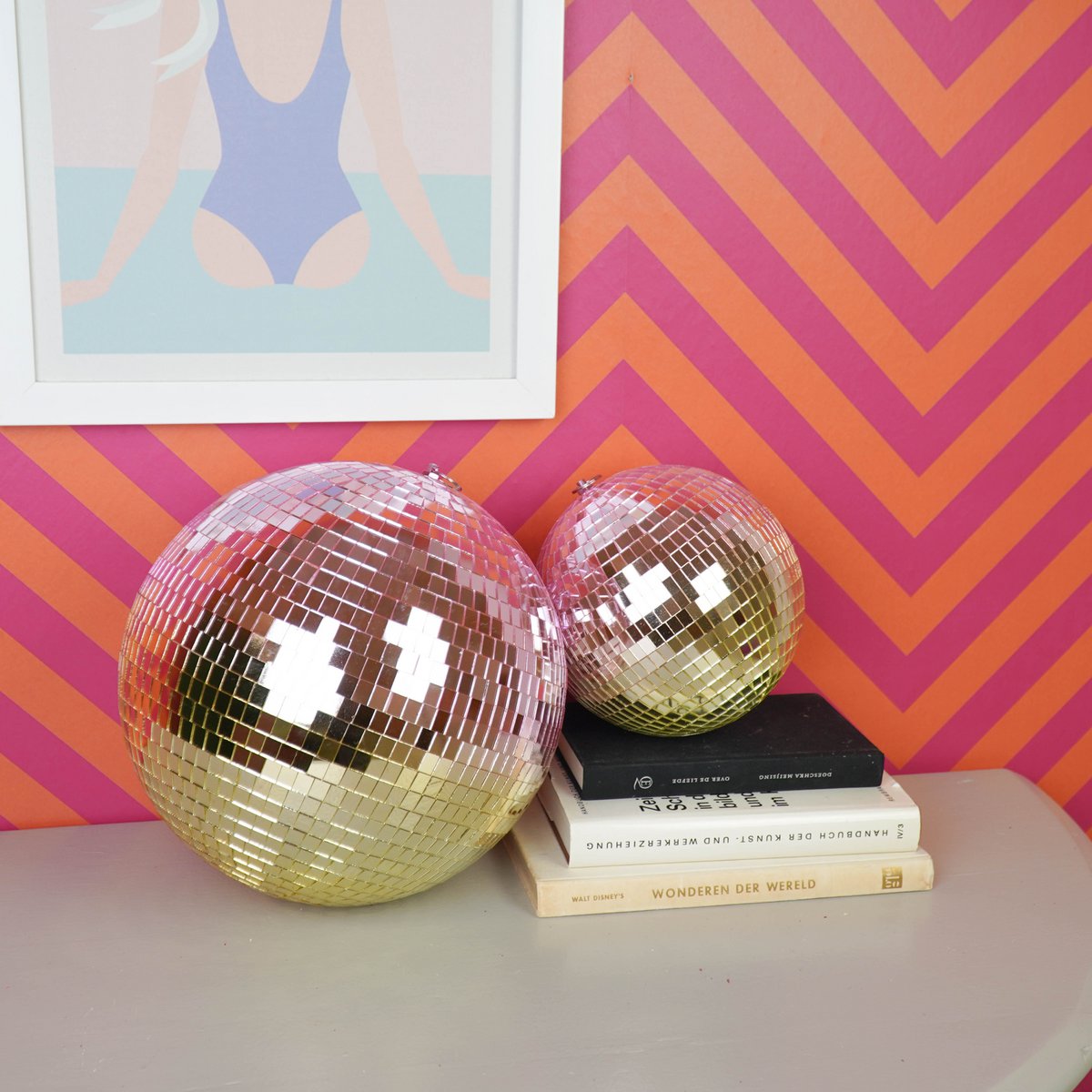 Christmas Decoration - Christmas Ornament - Disco Ball - Foam - Pink/Gold - 20x20x20cm