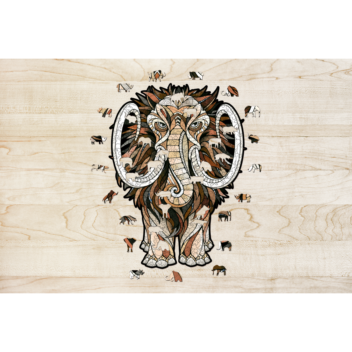 Houten legpuzzel mammoet 38,7x28,6x0,5 cm berkenmultiplex