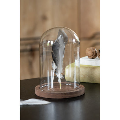 Stolp glas hout Ø 12x16 cm