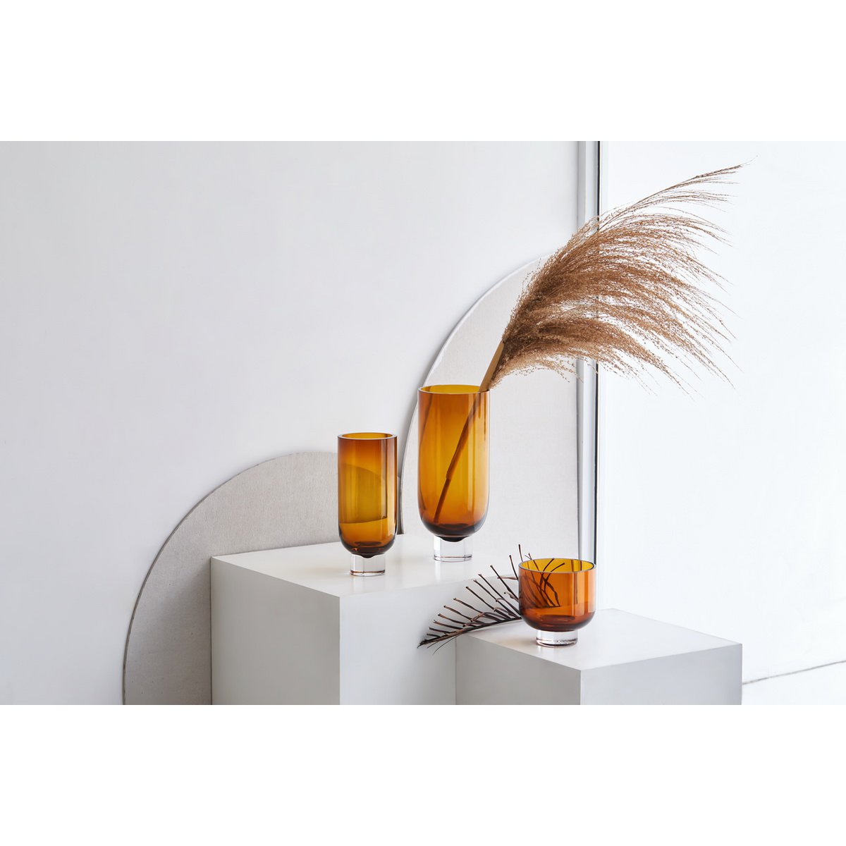 Moderne Luxe 9MM Dikke Glazen Vaas OMAHA36AM Donker Oranje