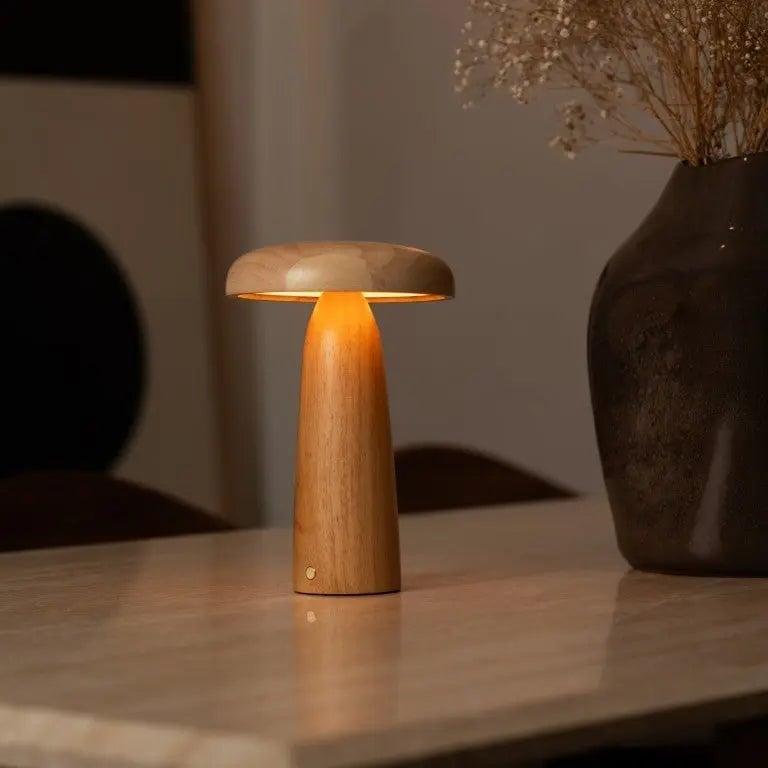Tafellamp hout 17x26 cm oplaadbaar dimbaar