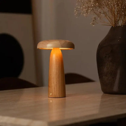 Tafellamp hout 17x26 cm oplaadbaar dimbaar