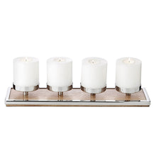 Adventskandelaar 45 cm zilver roestvrij staal mangohout