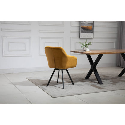 Fauteuil draaibaar 360° fluweel mosterdgeel