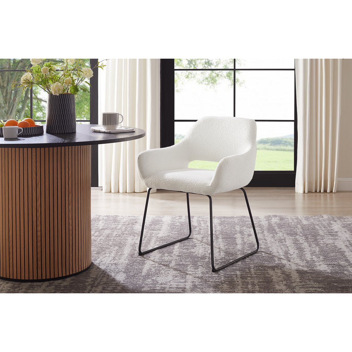 Fauteuil bouclé wit 63,5x59x82,5 cm