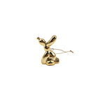 Kerstornament ballon hond keramiek goud 5,5x6,5 cm
