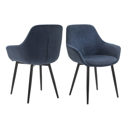 Fauteuil set 2 stuks donkerblauw corduroy 64x59x86 cm