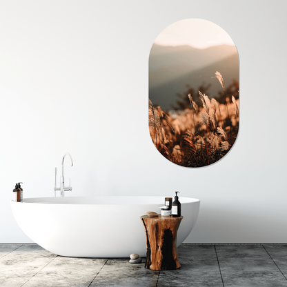 Muurovaal golden grass 140x85 cm Dibond