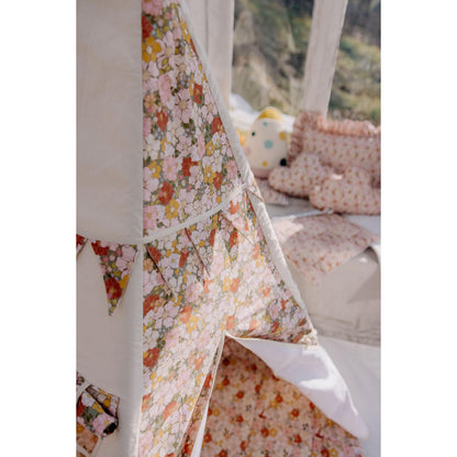 Leer Decoratief Kussen Met Franje Groene Tuin Bloemen Motief