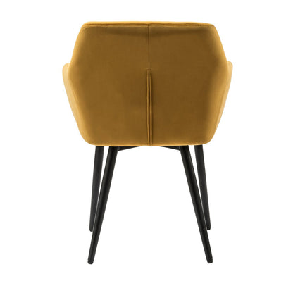 Fauteuil geel fluweel metaal 61x45x85 cm