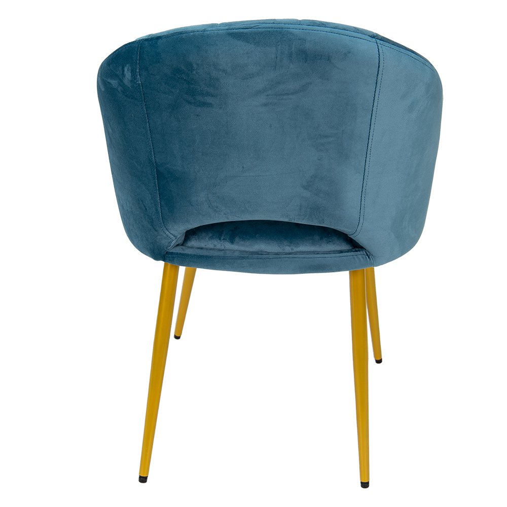 Eetkamerstoel 65x58x85 cm blauw metaal goud fluweel