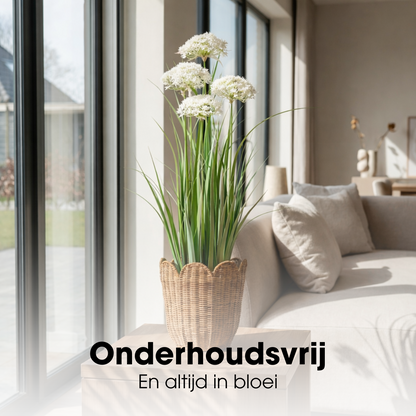 Kunstgras plant 90 cm groen wit