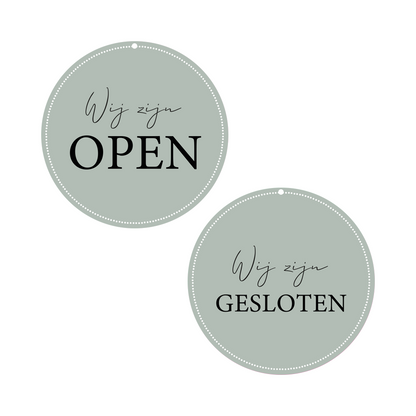 Open and Closed Sign Soft Green