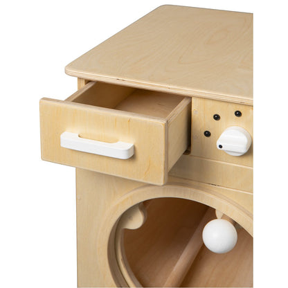 Speelgoed wasmachine hout naturel wit