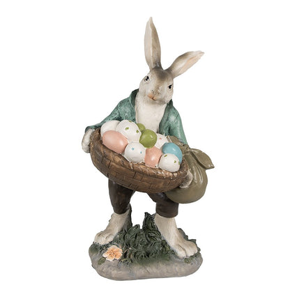 Konijnenbeeld 32 cm bruin groen polyresin
