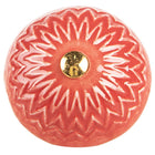 Door Knob Ø 4x3 cm Red Beige Ceramic