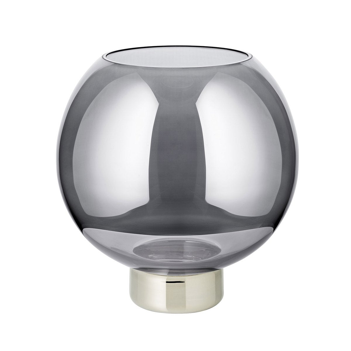 Lantaarn 21 cm Ø 19,5 cm donker kristalglas platina voet