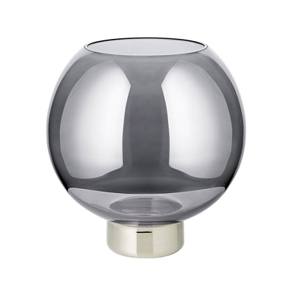 Lantaarn 21 cm Ø 19,5 cm donker kristalglas platina voet