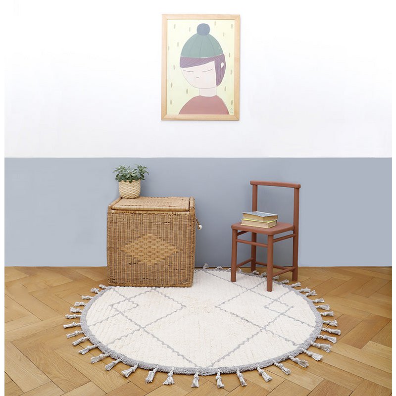 Rond kindertapijt 120 cm katoen grijs