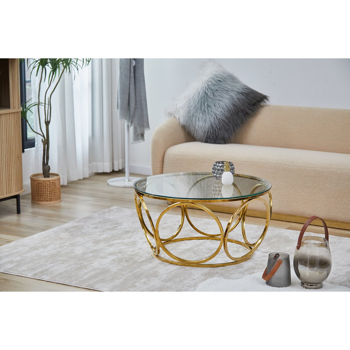 Salontafel Ø 80x40 cm goud glas