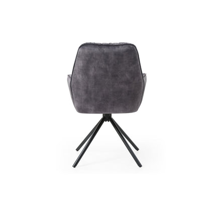 Fauteuil draaibaar zwart fluweel metaal