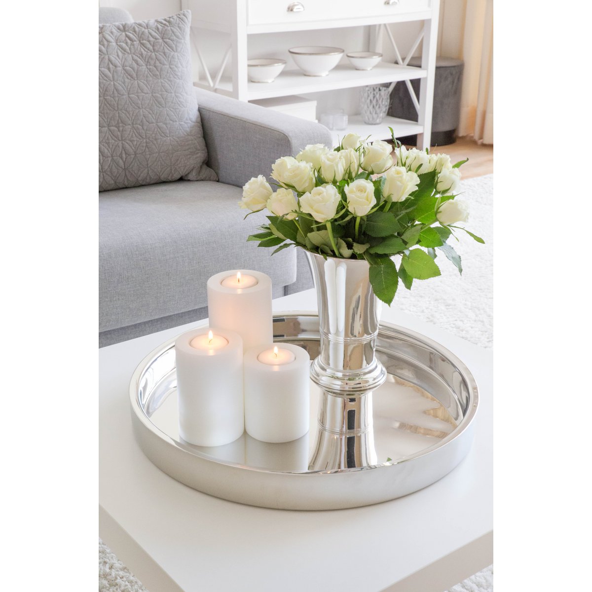 Dienblad rond 32 cm staal hoogglans