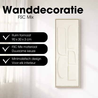 Wanddecoratie 90x30x3 cm off-white plastic