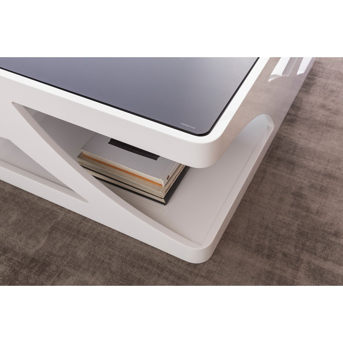 Salontafel 90x90x38 cm wit zwart MDF glas