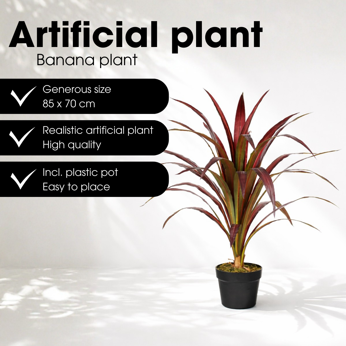 Kunstplant bananenboom 85 cm rood groen