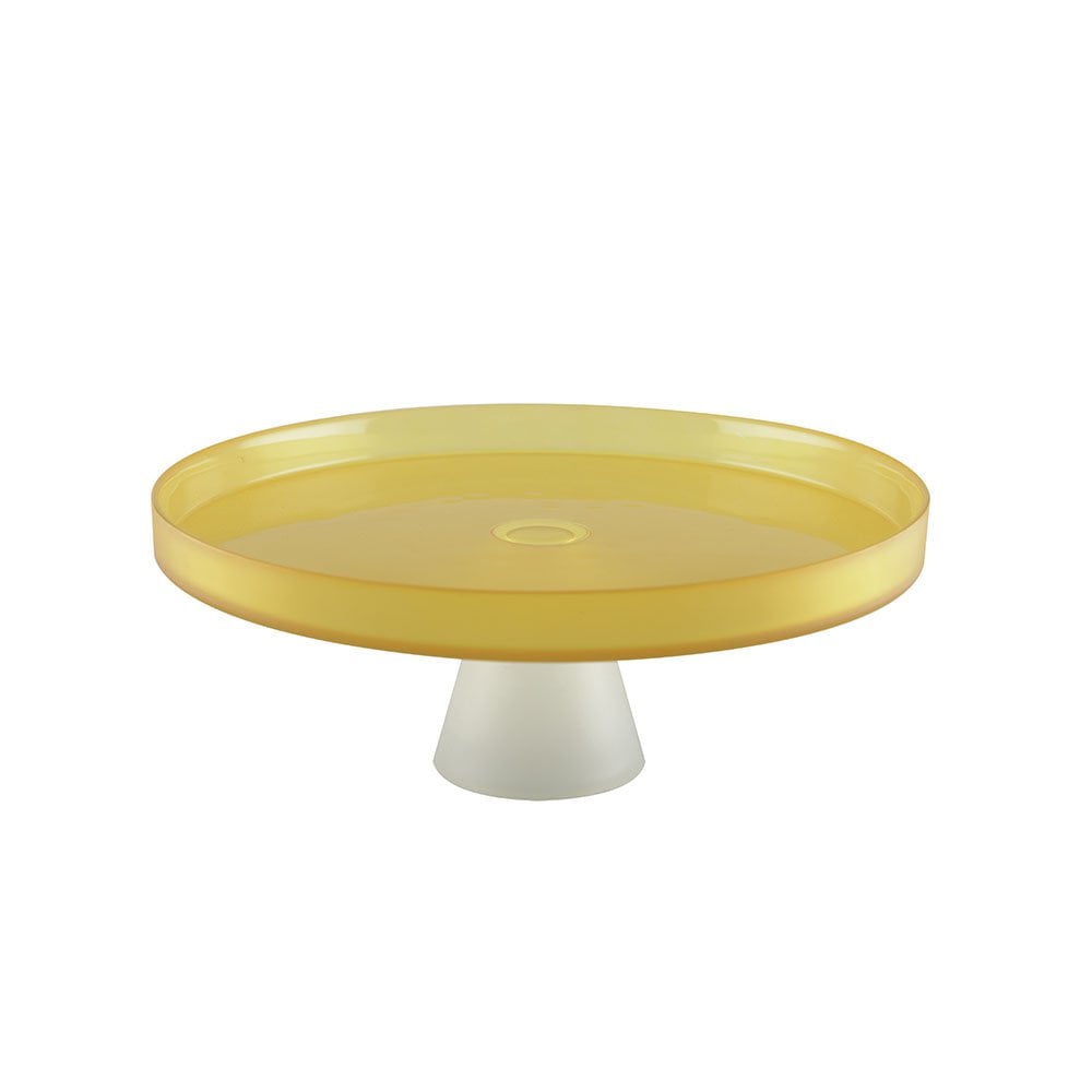 Taartschaal 28 cm glas wit citroenmotief