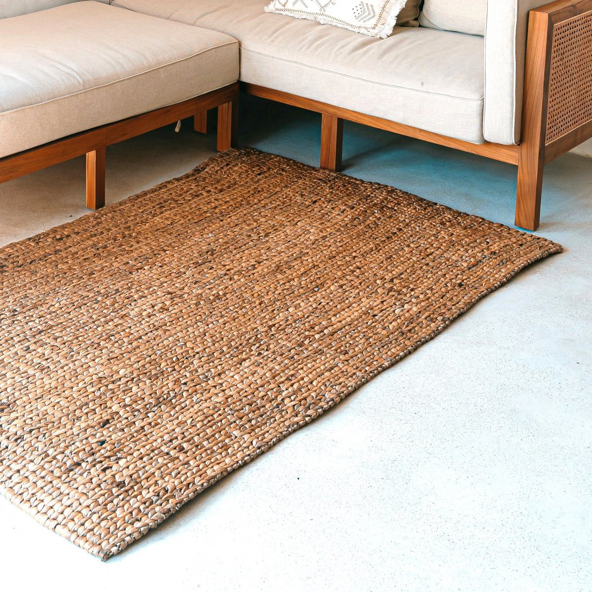 Boho Vloerkleed Handgeweven Bruin Waterhyacint 180x115