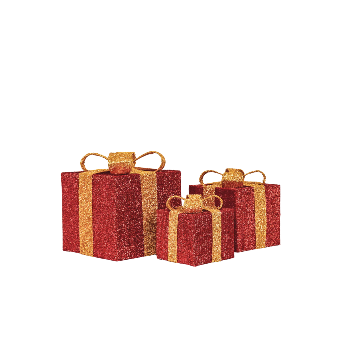 Kerstcadeau dozen set rood goud 15 20 25 cm LED