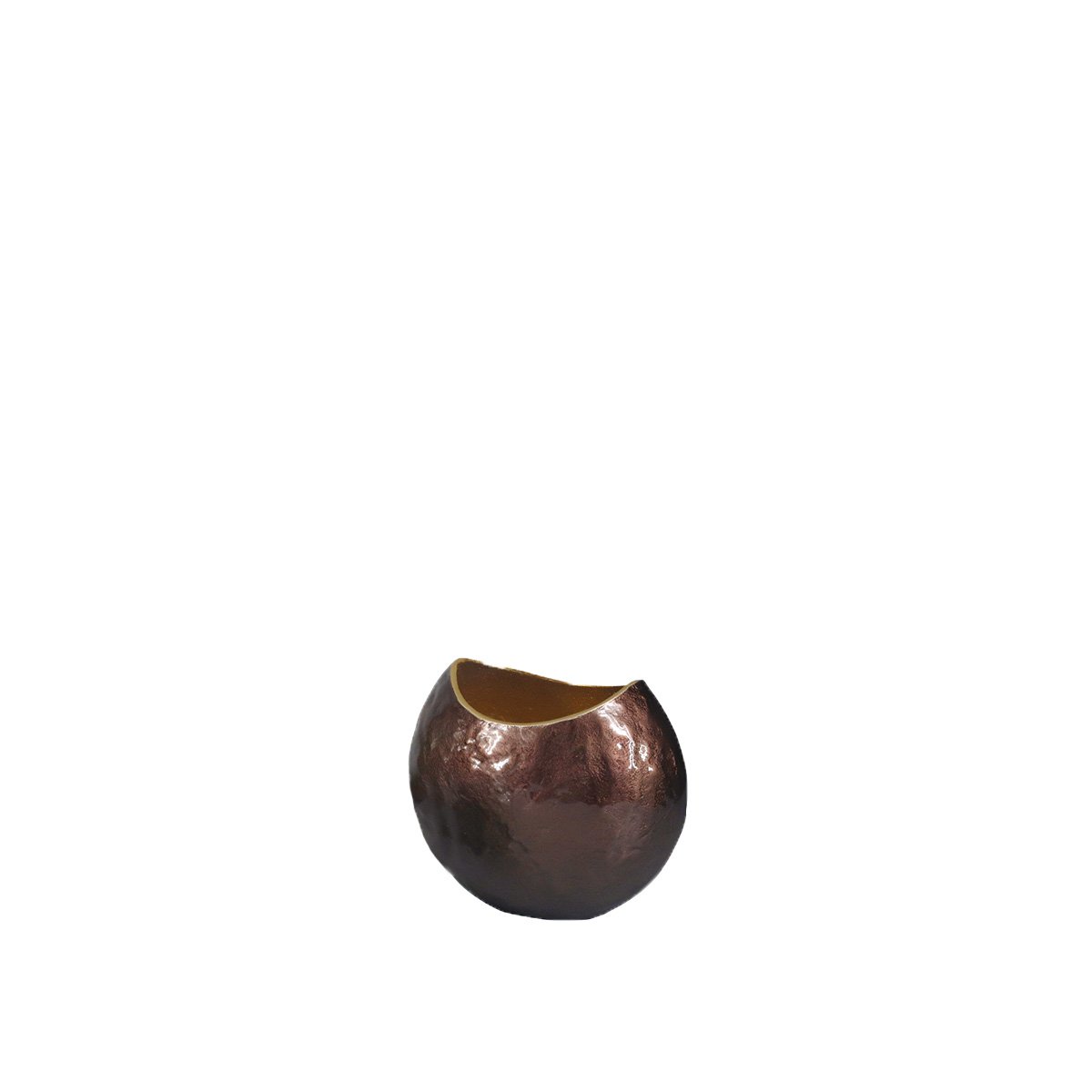 Ovale Bruine Vaas 22,5x14,5x18,5 Cm Aluminium Designer
