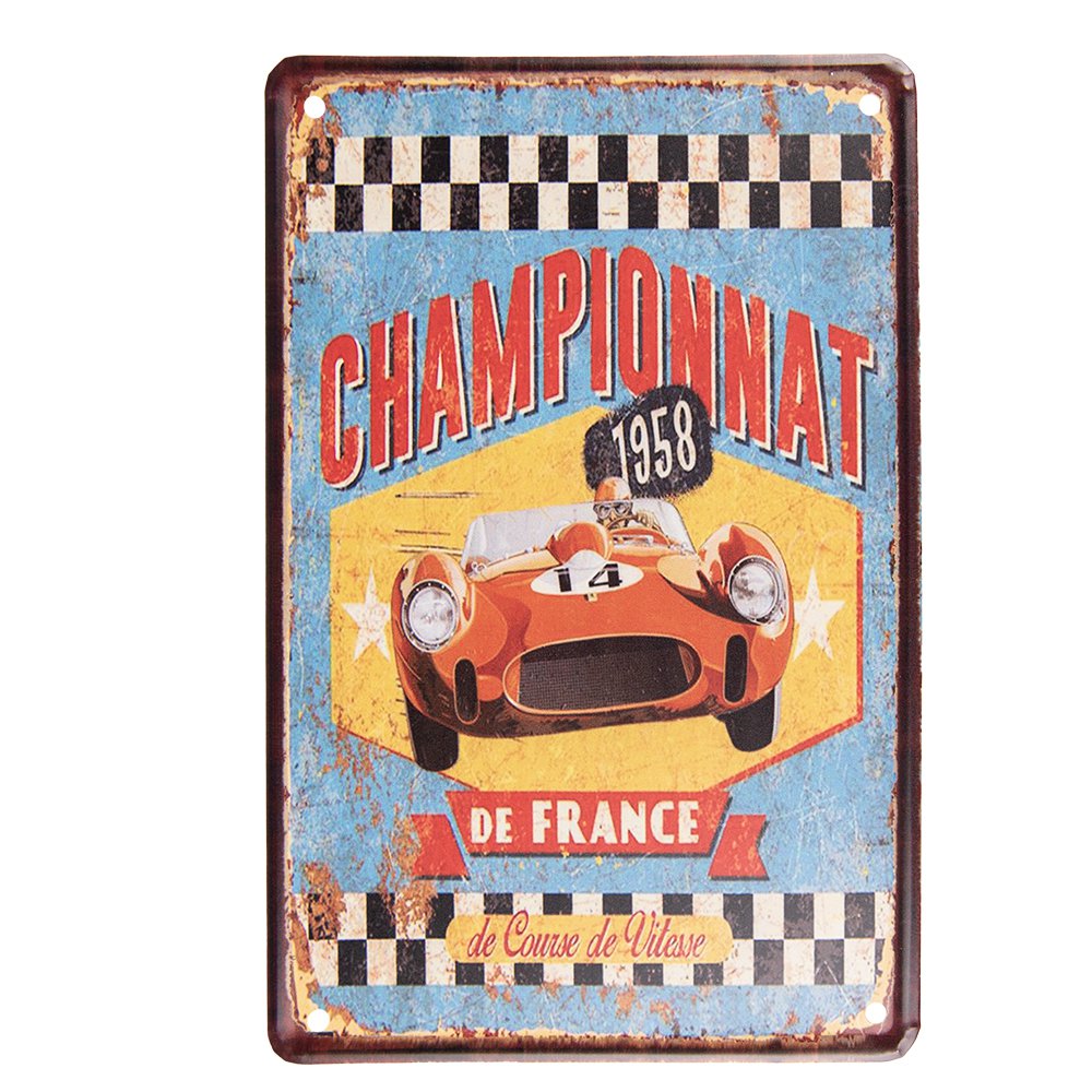 Wanddecoratie metaal 20x30 cm blauw rood