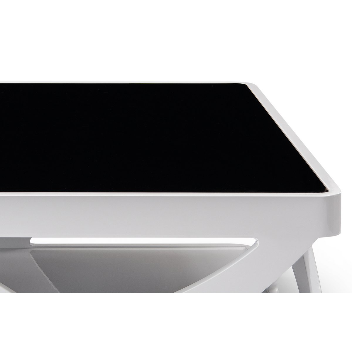 Salontafel 90x90x38 cm wit zwart MDF glas