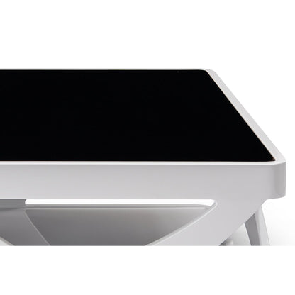 Salontafel 90x90x38 cm wit zwart MDF glas
