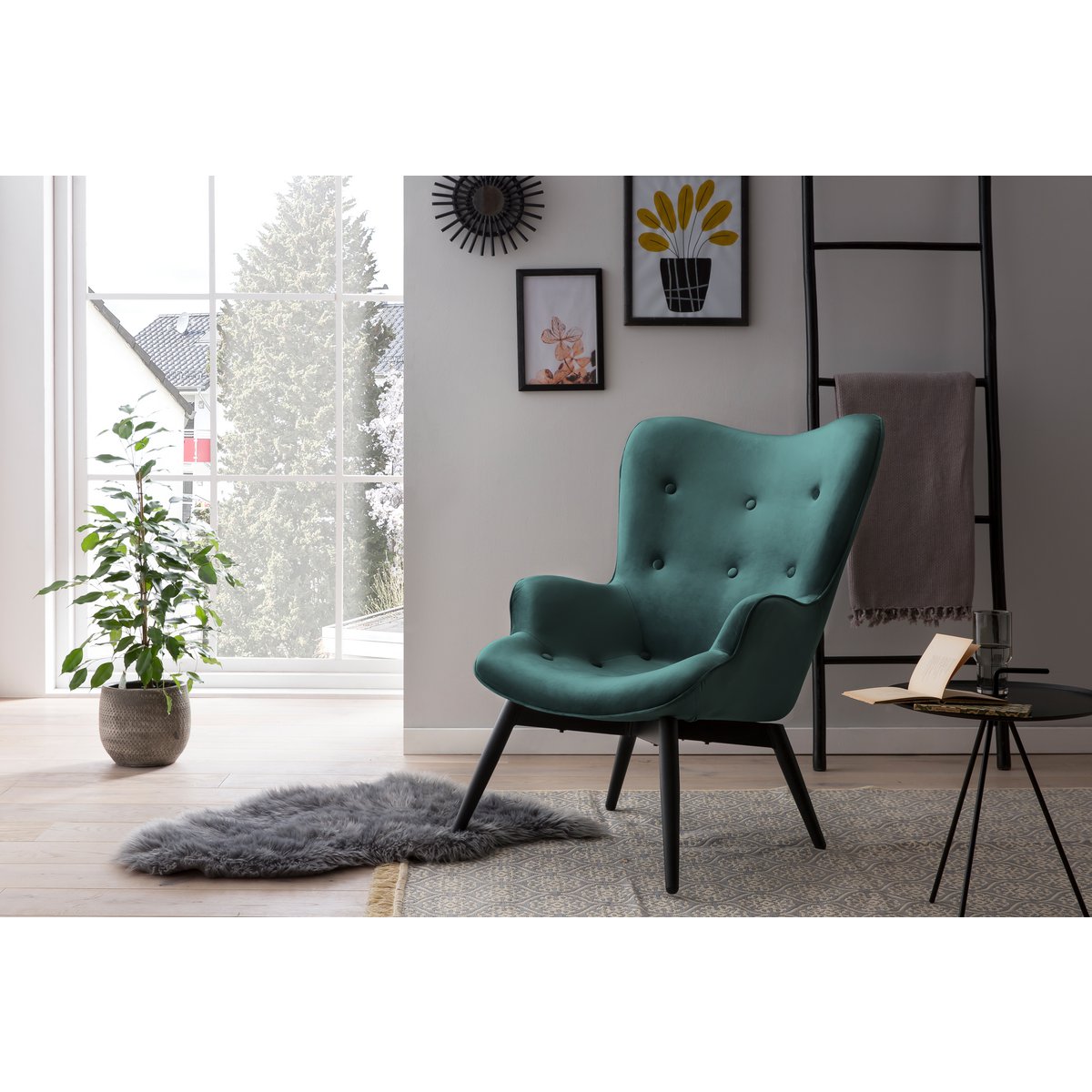 Fauteuil groen fluweel 80x99x92 cm