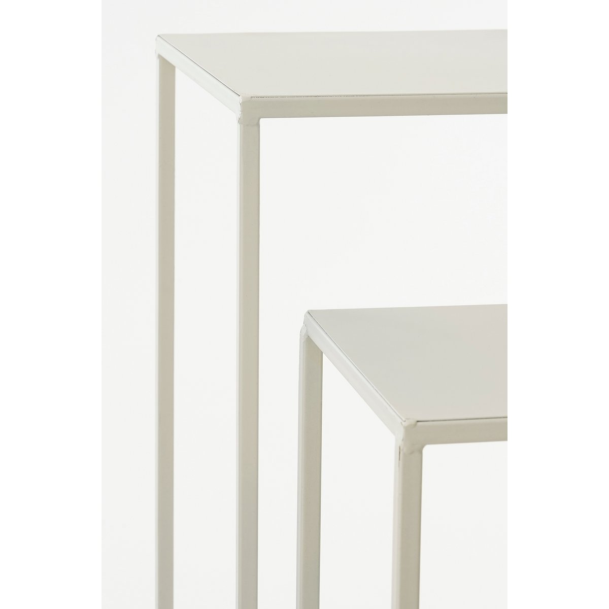 Bijzettafel set 3 metaal off-white 20x20x50 cm