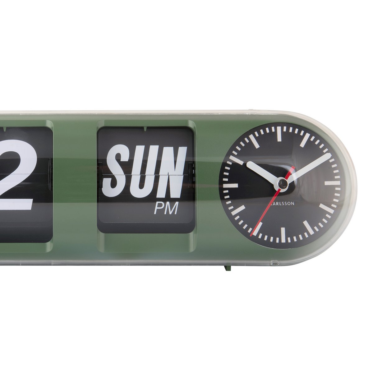 Wandklok Tube Flip 38 cm groen plastic
