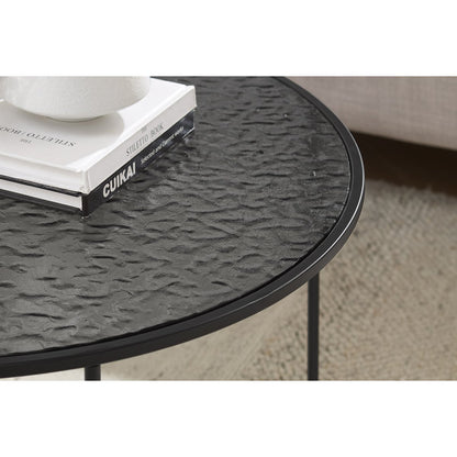 Salontafel rond Ø 80 cm rookglas zwart
