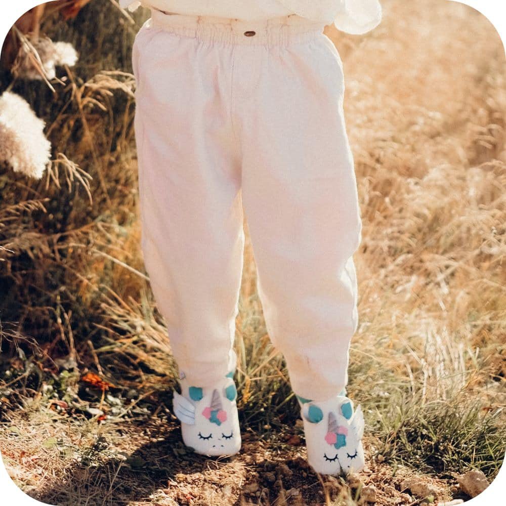 Soft leather baby booties Unicorn