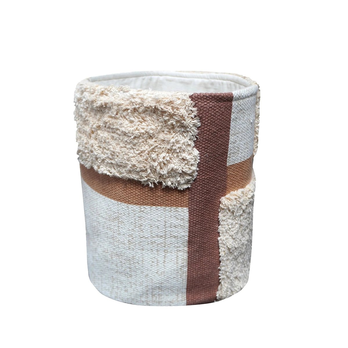 Opbergmand katoen 30x25 cm beige bruin