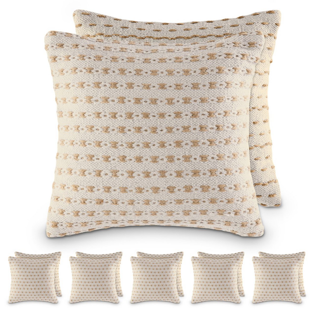 Sierkussen 40x40cm Set Met 12 PU Bankkussens Katoen En Jute