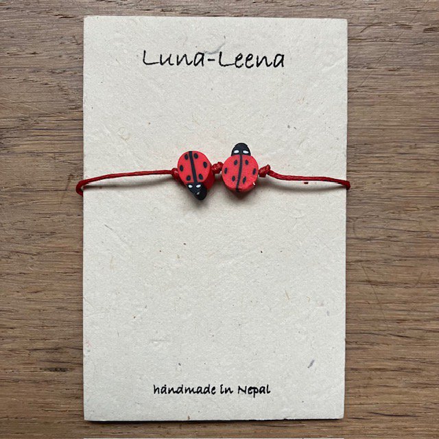 Luna Leena Kinderarmband Lieveheersbeestjes Rood Sluitknoop