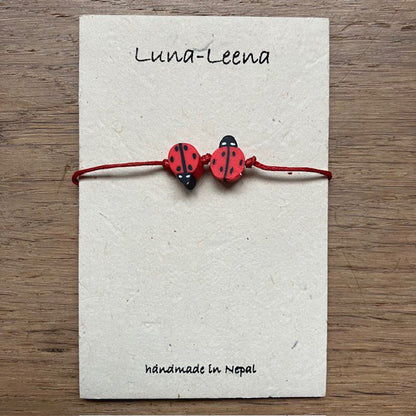 Luna Leena Kinderarmband Lieveheersbeestjes Rood Sluitknoop