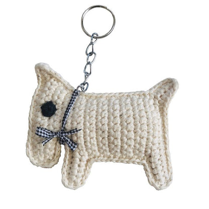 Sleutelhanger hond off-white biologisch katoen